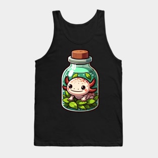 Kawaii Axolotl in Water Plant Bottle Tank Top